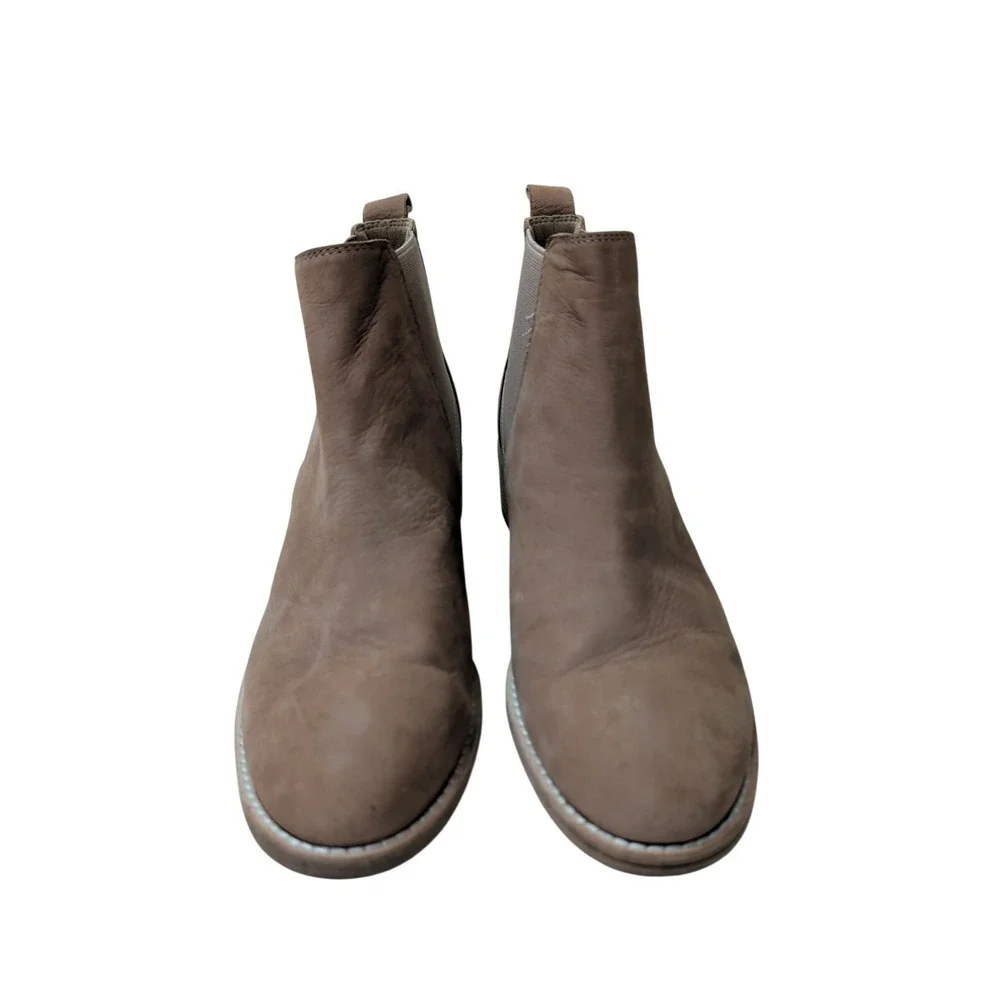 Eileen Fisher Blink Tumbled Nubuck Bootie Ankle Boot  Womens 9 Beige Pull On